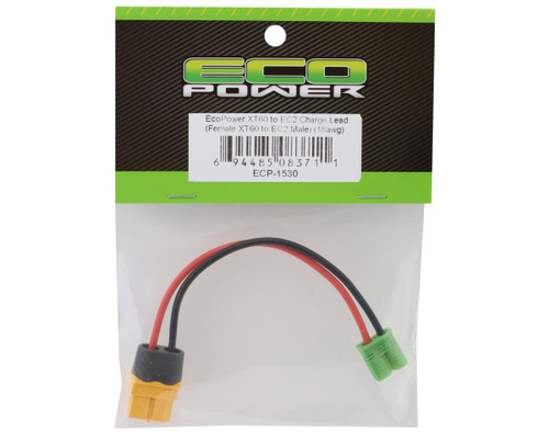 EcoPower XT60 to EC2 Charge Lead (Female XT60 to Male EC2) (4.5") (14AWG)