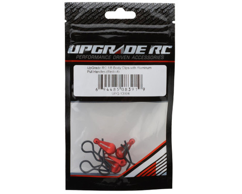 UpGrade RC 1/8 Body Clips with Aluminum Pull Handles (Red) (4)