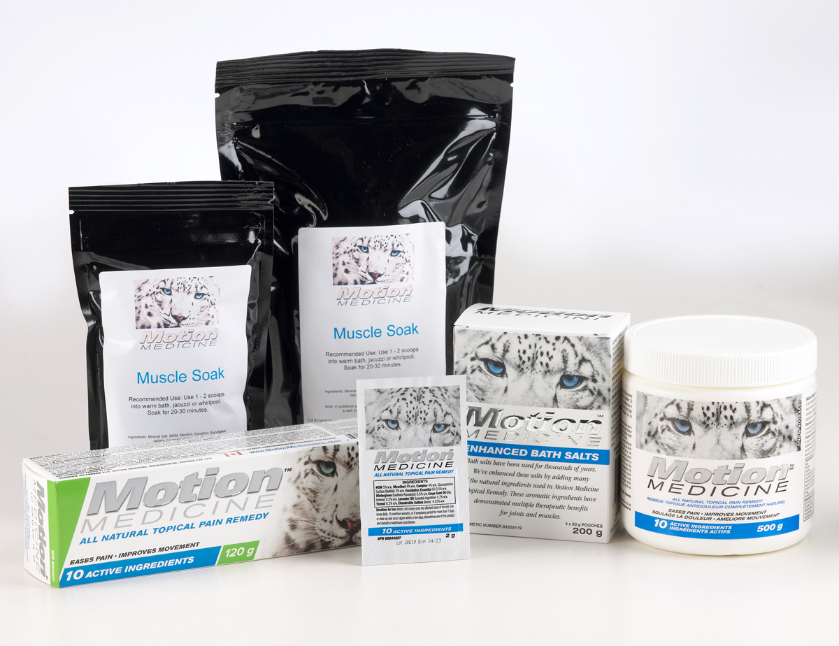 motion medicine cream and bath salts 