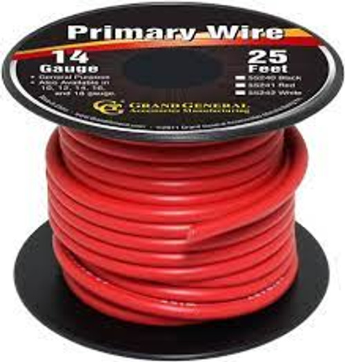 PRIMARY WIRE 14GA RED 25FT
