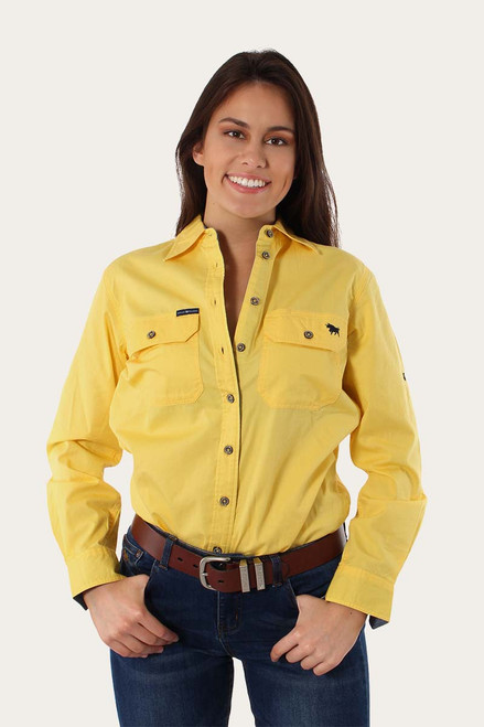 Pentecost River Lemon Womens Full Button Work Shirt Ringers Western size 20