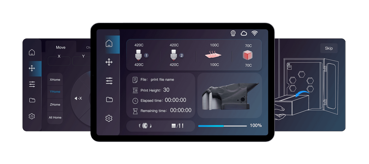 CreatBot D600 Pro2 HS 7-inch touchscreen UI