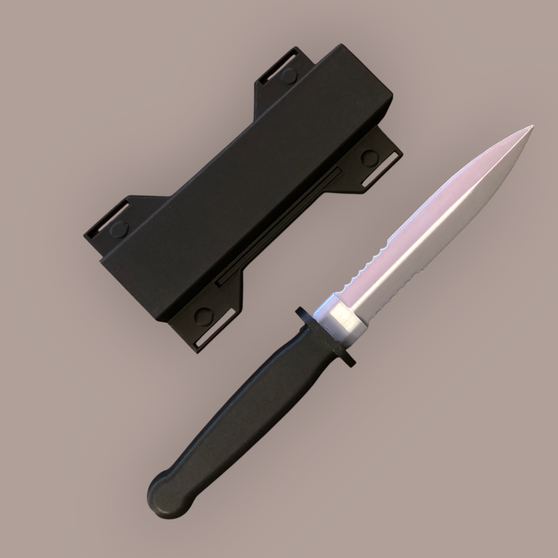 Complete your Deadpool cosplay with this 3D printed Baby Knife prop, featuring a sleek black and silver PLA finish and a matching leg sheath. Lightweight yet durable, this high-detail replica is perfect for conventions, photo shoots, or Marvel fan collections. A must-have accessory for any serious cosplayer or collector.