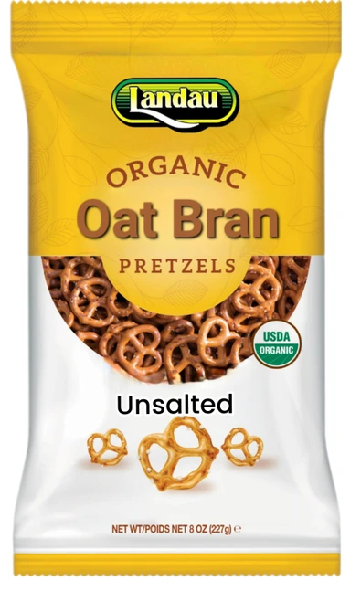 Landau Organic Oat Bran Pretzels Unsalted, 8 oz.