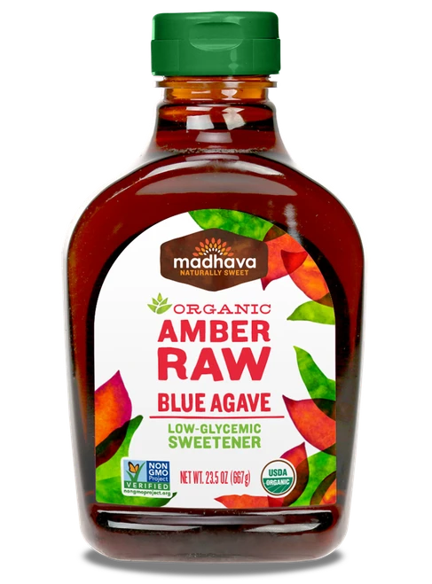 Madhava Organic Agave Nectar Amber Raw, 23.5 oz. (Pack of 12)