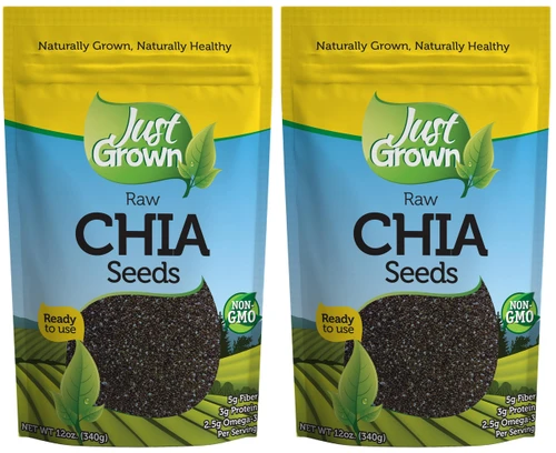 Just Grown Raw Chia Seeds, 12 oz. (Pack of 2)