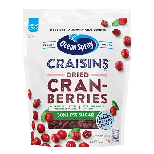 Ocean Spray Reduced Sugar Craisins Dried Cranberries, 43 oz.