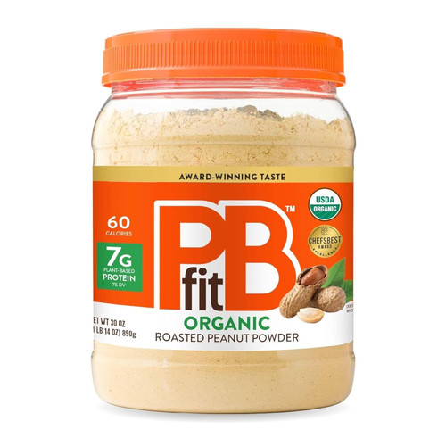 PBfit Organic Powdered Peanut Butter Spread (30 oz) – USDA Organic Roasted Peanut Powder | 7g Plant-Based Protein, 60 Calories, Gluten-Free, Low Fat