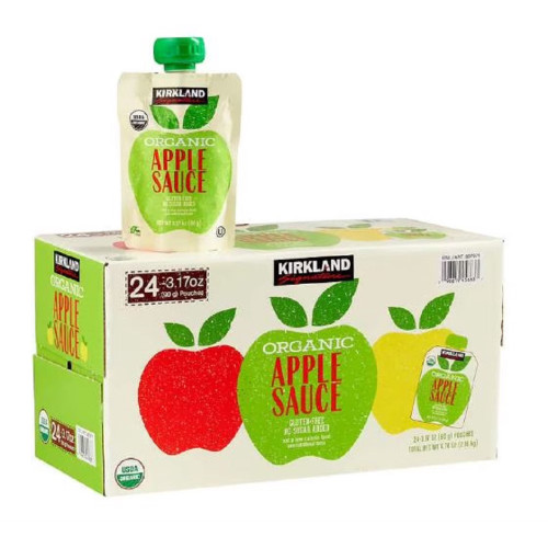 Kirkland Organic Apple Sauce, 3.17 oz. (24 Pouches)