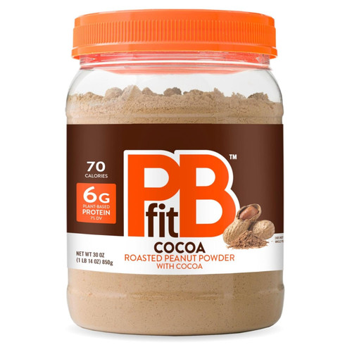 PBfit Cocoa Powdered Peanut Butter Spread (30 oz) Chocolate Flavor Roasted Peanut Powder, 6g Plant-Based Protein, 70 Calories, Gluten-Free, Low Fat Snack