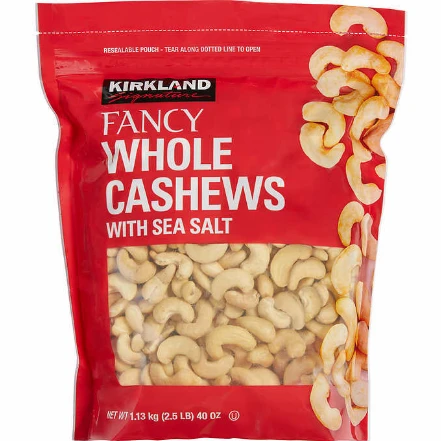 Kirkland Fancy Whole Cashews Roasted with Sea Salt, 40 oz.
