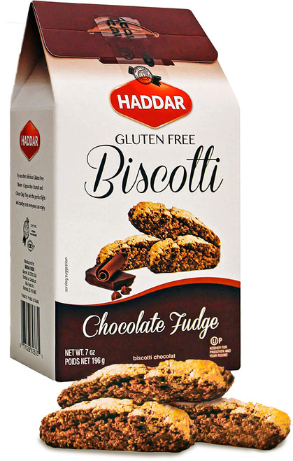 Haddar Gluten Free Biscotti Chocolate Fudge, 7 oz.
