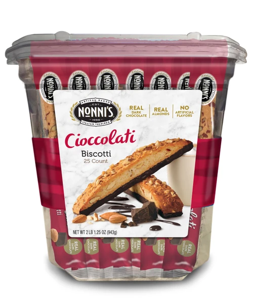 Nonni's Almond Dark Chocolate Cioccolati Biscotti, 25 Ct. 