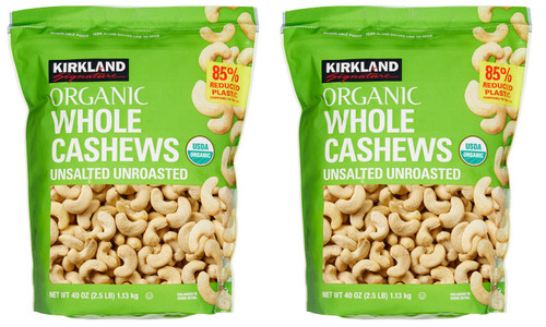 Kirkland Organic Raw Whole Cashews Unsalted Unroasted, 40 oz. 2 Pack