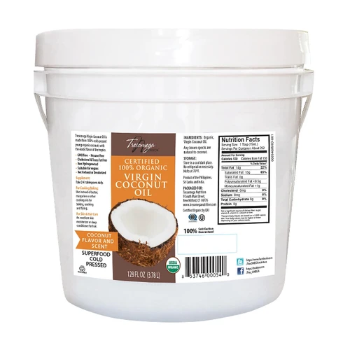 Tresomega Nutrition Organic Virgin Coconut Oil Pail, 128 oz. 