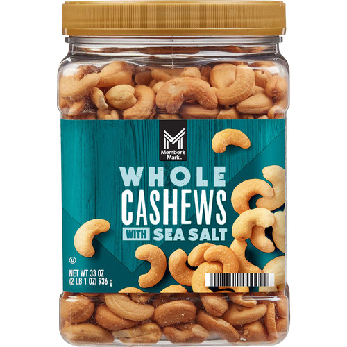 Member's Mark Roasted Whole Cashews with Sea Salt, 33 oz – front of package