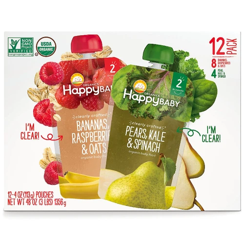Happy Baby Clearly Crafted Multi-Pack Organic Baby Food, 4 oz. (12 pack) 