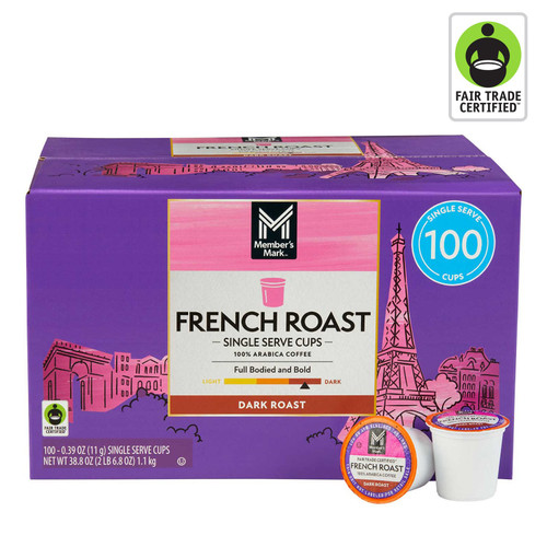 Member's Mark French Roast Coffee Pods, 100 Count – front of package