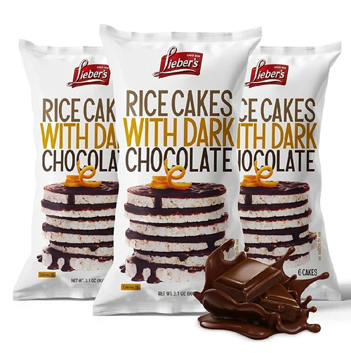 Lieber's Dark Chocolate Covered Rice Cakes, Gluten-Free, Dairy-Free, Kosher, 70 Calories per Serving, (3 Pack)