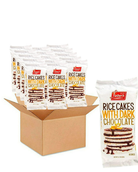 Lieber's Dark Chocolate Coated Rice Cakes, Kosher Certified, 3.1 Oz (Pack of 16, Total of 49.6oz)