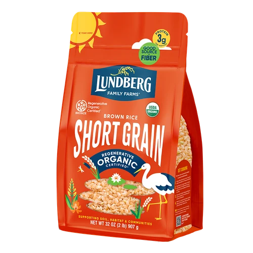 Lundberg Organic Short Grain Brown Rice, USDA Organic, Non-GMO, Gluten-Free, 2 lb