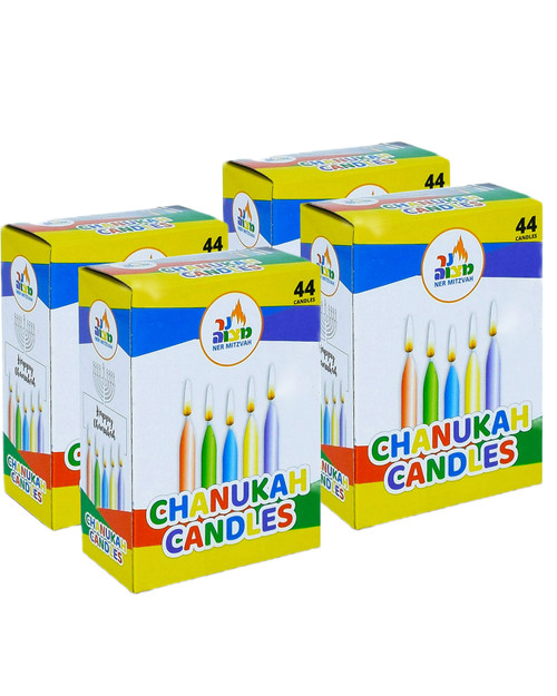 Ner Mitzvah Colorful Chanukah Candles, 44 Count (Pack of 4)