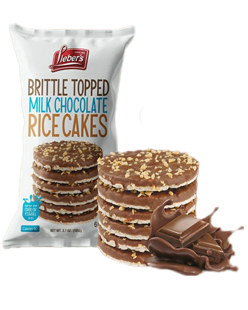 Lieber's Brittle Topped Milk Chocolate Coated Rice Cakes, Kosher Certified, 3.7 Oz