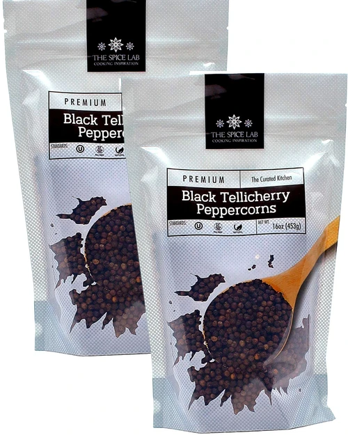 The Spice Whole Black Tellicherry Peppercorns for Grinder Refill, 16 oz (Pack of 2)
