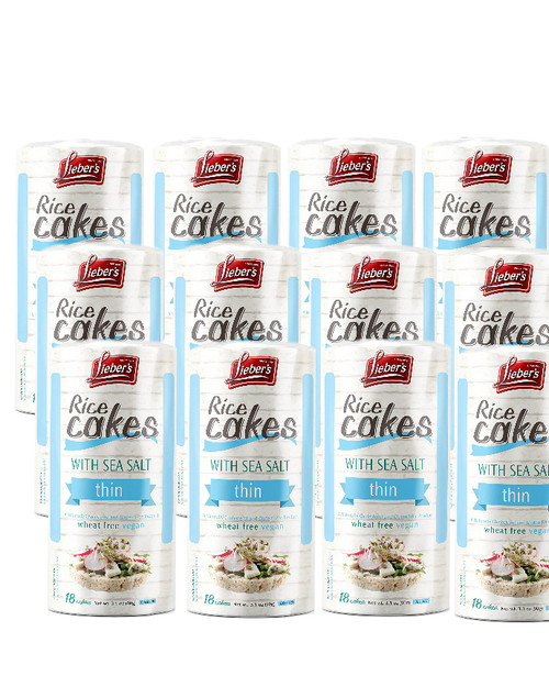 Lieber's Thin Rice Cakes Sea Salt, 3.1 oz. (12 Pack)
