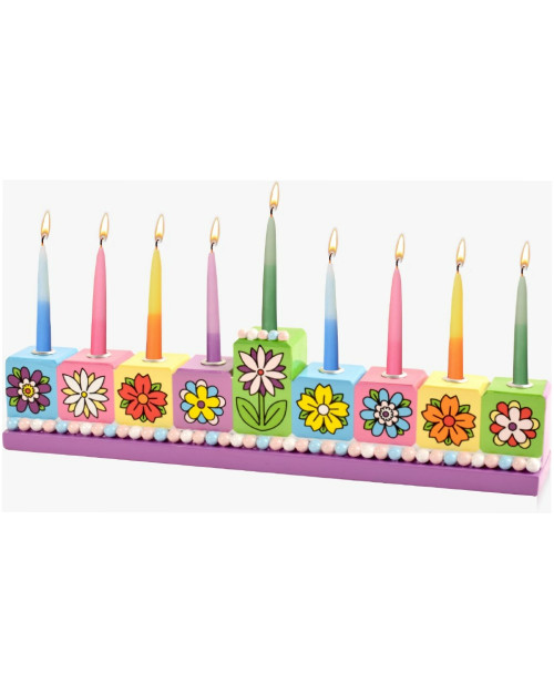 Ner Mitzvah Floral Menorah For Kids