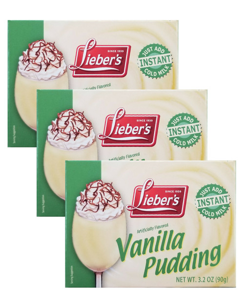 Lieber's Instant Vanilla Pudding Mix, Kosher for Passover, Parve, No-Bake Dessert, 3.2 oz (Pack of 3)