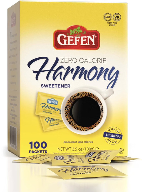 Gefen Harmony Zero Calorie Sweetener, Kosher for Passover, 100 Packets