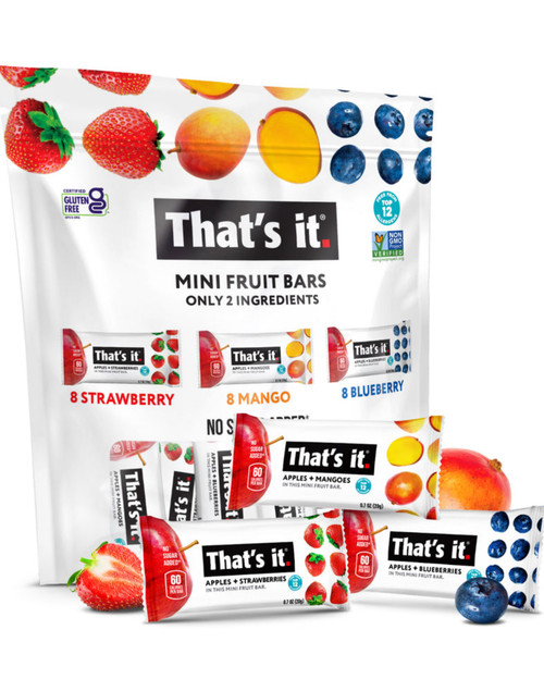 That's It Mini Fruit Bars Blueberry, Strawberry, Mango, Variety Pack, 24 Count