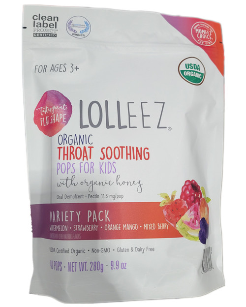 Lolleez Organic Lollipops Throat Soothing Pops with Organic Honey, 40 Count, 9.9 Ounce (40 Count)