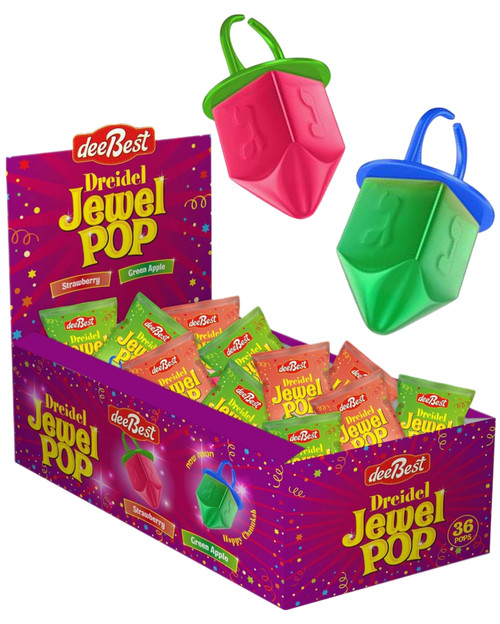 Dreidel Jewel Pop Ring Shape Hanukkah Candy, 36 Count