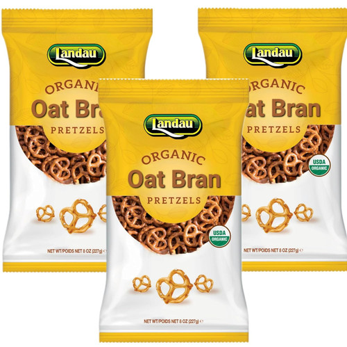 Landau Organic Oat Bran Pretzels Salted, 8 oz (Pack of 3)