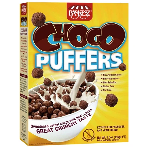 Paskesz Passover Choco Puffers Cereal, Gluten Free, 5.5 oz