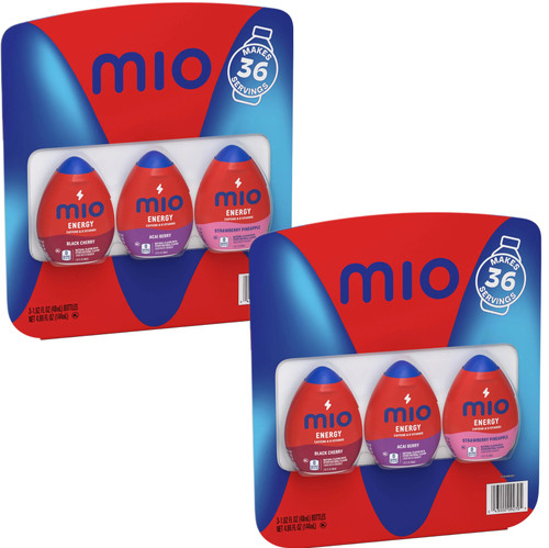 Mio Energy Liquid Water Enhancer Variety Pack, Black Cherry, Acai Berry Storm, Strawberry Pineapple, 6 Count