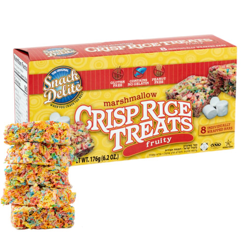 Snack Delite Fruity Marshmallow Crisp Rice Treats, Gluten Free, Peanut Free, Individually Wrapped Bars, 8 Count