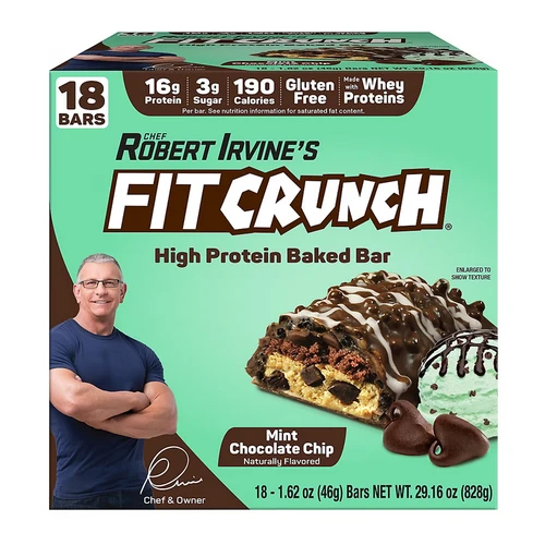 Fit Crunch Snack Size Protein Bar Mint Chocolate Chip, 16g Protein