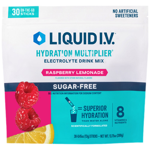 Liquid I.V. Sugar Free Variety Pack, Raspberry Lemonade Hydration Multiplier Electrolyte Drink Mix, 30 Count