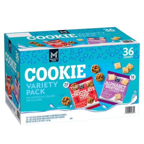 Member's Mark Mini Cookies Variety Pack, 1 oz, 36 Count – front of package