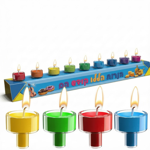 Chanukah Color Lites Wax Candles, 46 Pack Rainbow Colored Tealights, Standard Size Menorah Candles