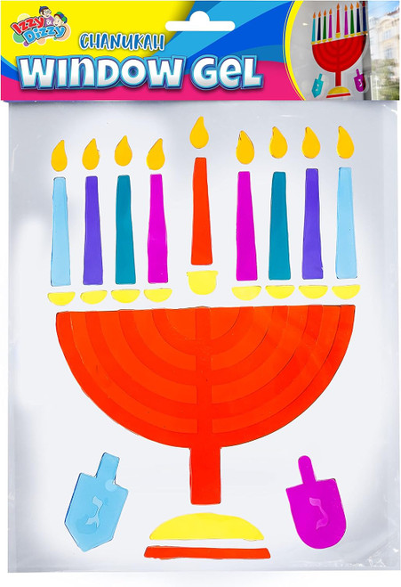 Chanukah Window Gel Clings, Menorah and Dreidel Design, Reusable Holiday Decorations, Self-Sticking, Mess-Free, Premium Quality Classroom and Home Decor