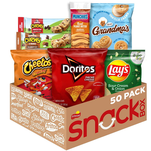 Frito-Lay Ultimate Snack Variety Pack, 50 Count Mixed Assortment with Doritos, Cheetos, Lay's, Munchies, Grandma's Cookies, Quaker Chewy Bars, Individual Bags for On-The-Go Snacking