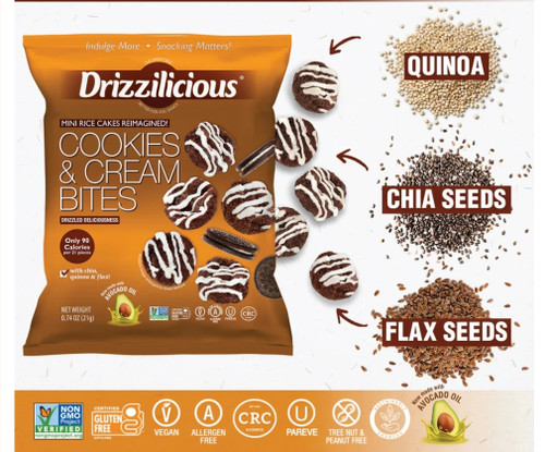 Drizzilicious Mini Rice Cakes, Cookies and Cream, Gluten Free, Vegan