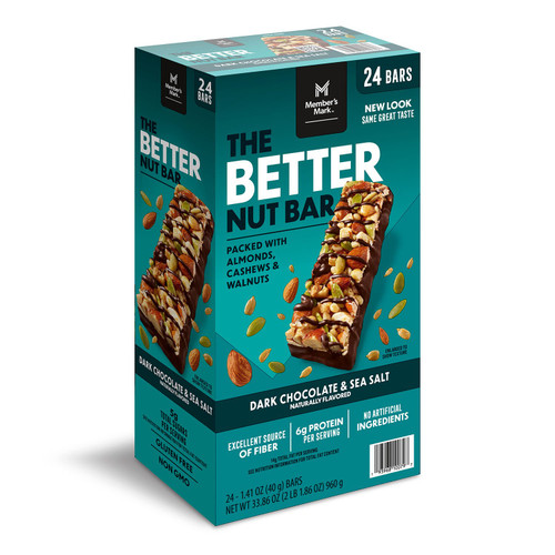 Member's Mark The Better Nut Bar, Dark Chocolate & Sea Salt, 24 Count – front of package