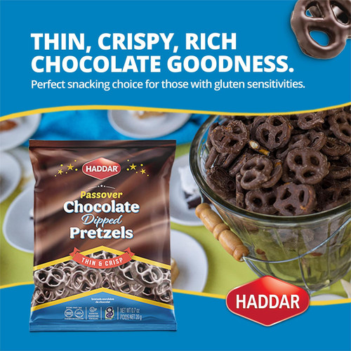 Haddar Chocolate Dipped Pretzels, Gluten-Free, Kosher for Passover