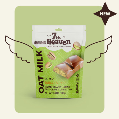 7th Heaven Dubai Style Chocolate Confection, Vegan Oat Milk, Pistachio & Kadayif Filling