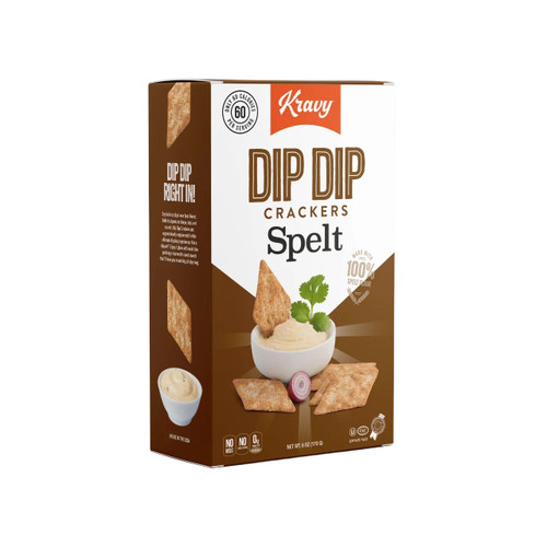 Kravy Dip Dip Spelt Crackers – 100% Ancient Grain Spelt Flour Dipping Crackers, Low Calorie, Nut-Free, 6 oz
